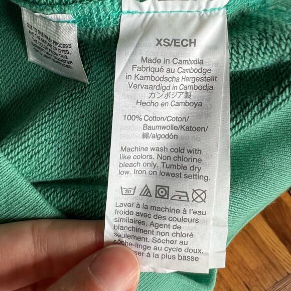 NEW JCrew Cotton Ocean Pearl Myrtle Beach Green Crop Pullover Sweatshirt XS - Picture 12 of 13